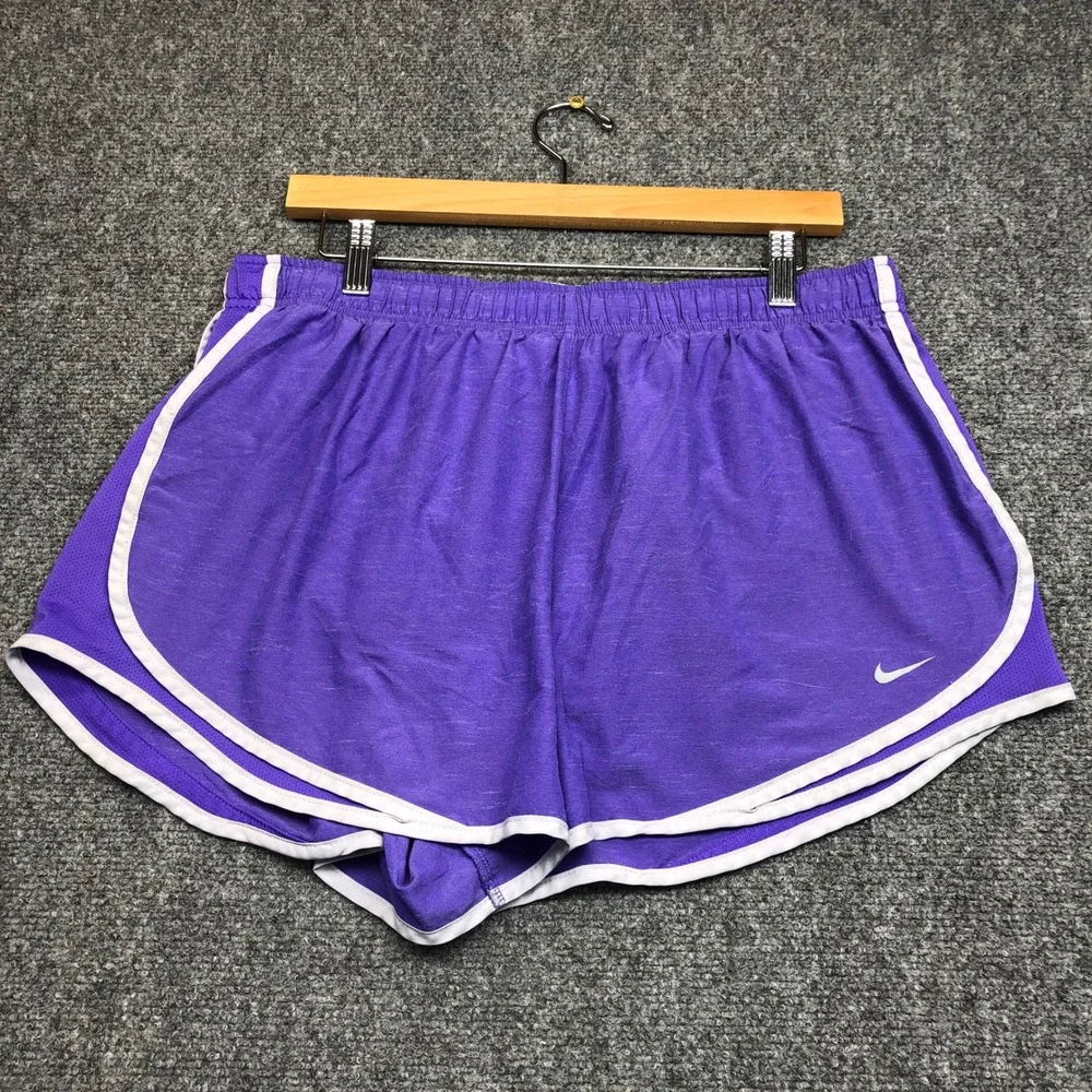 Nike Womens Dri-FIT Running Shorts Purple White Trim Athletic Size L